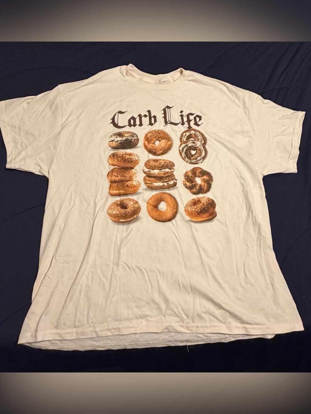 Fashion Nova Cream 'Carb Life' Bagel Graphic Tee (Plus Size)